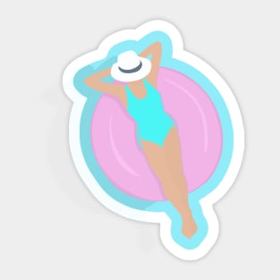 Lady in the pool Sticker